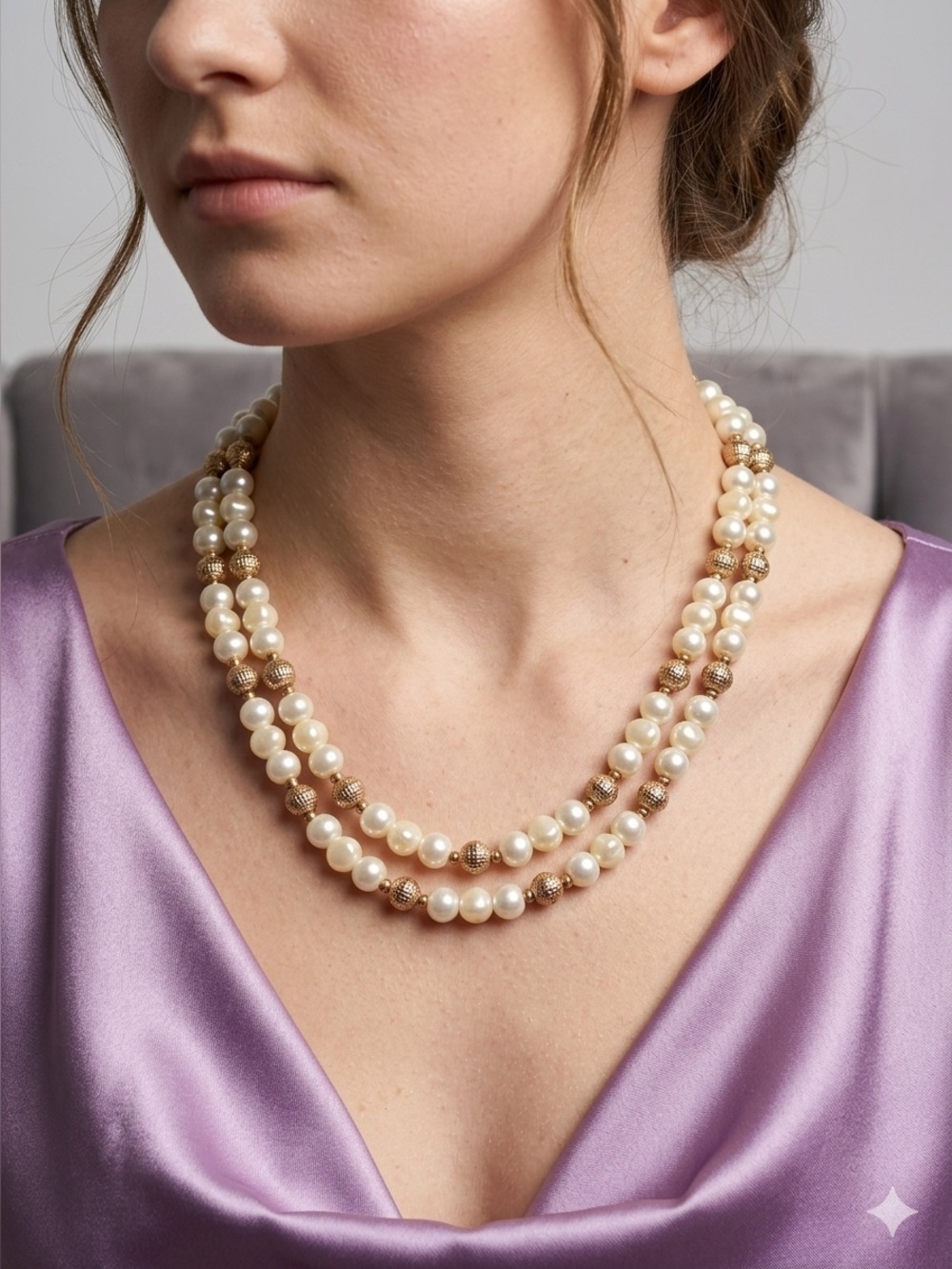 Carol Dauplaise Pearl Necklace | Vintage 80s Gold Filigree Beads